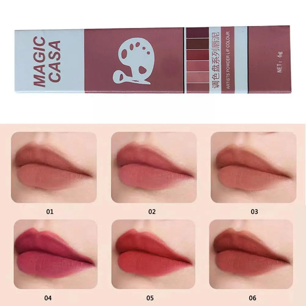 

6Colors Velvet Matte Liquid Lipstick Lip Tint Mud Nude Lip Gloss Long Lasting For Lips Women Cosmetics Z6T6