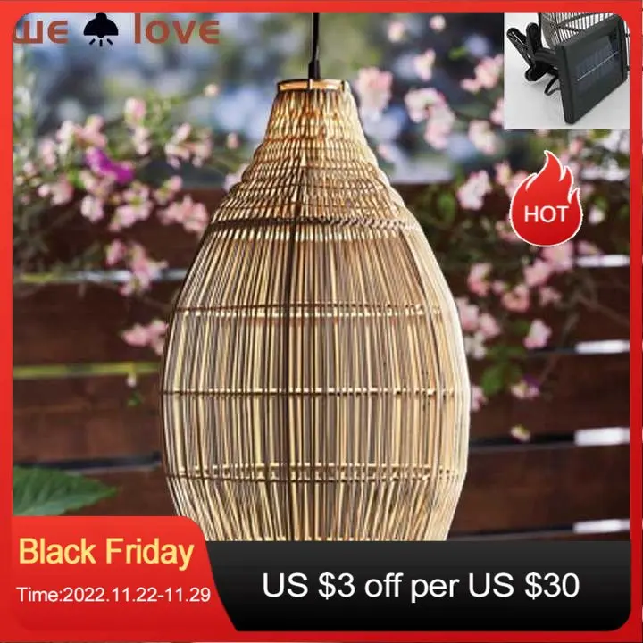 

Наружный подвесной светильник из искусственного тростника из ПЭ ротанга, плетеный, на солнечной энергии, для сада, светодиодный подвесной с...