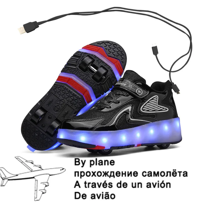 Four Wheels Roller Skates Shoes with Led Light 2022 Kids Boys Girls Outdoor Sneaker Flying Shoe Students Fashion Tennis Sneakers