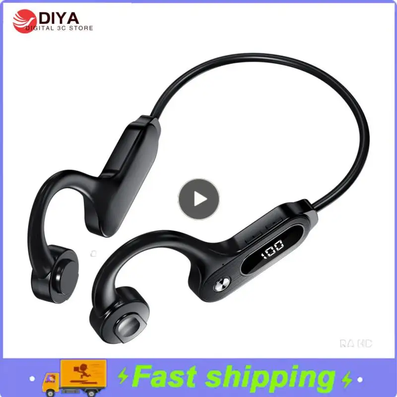 

Support Tf Card Bone Conduction Headphones Waterproof Earbuds With Mic Hifi Stereo Wireless Earphones Led Display Headphones