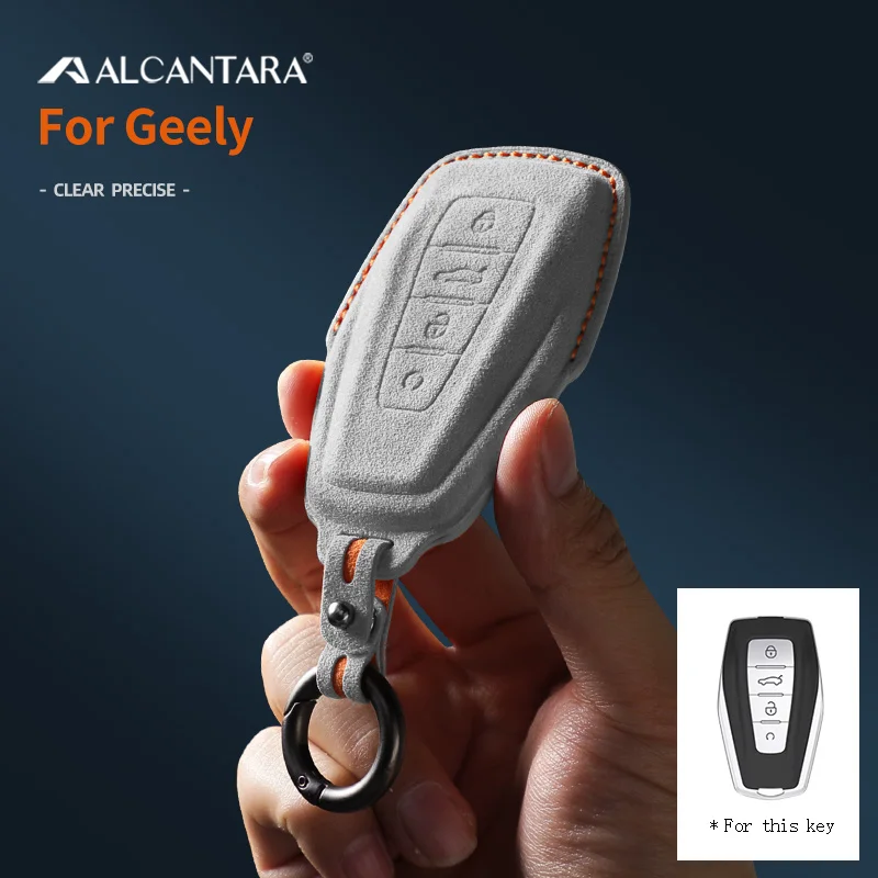 

Alcantara Car Key Case Cover Key Caver For Geely Emblem Coolray X6 GX7 Global Emgrand Hawk 2019-2020 4 Buttons Keychain