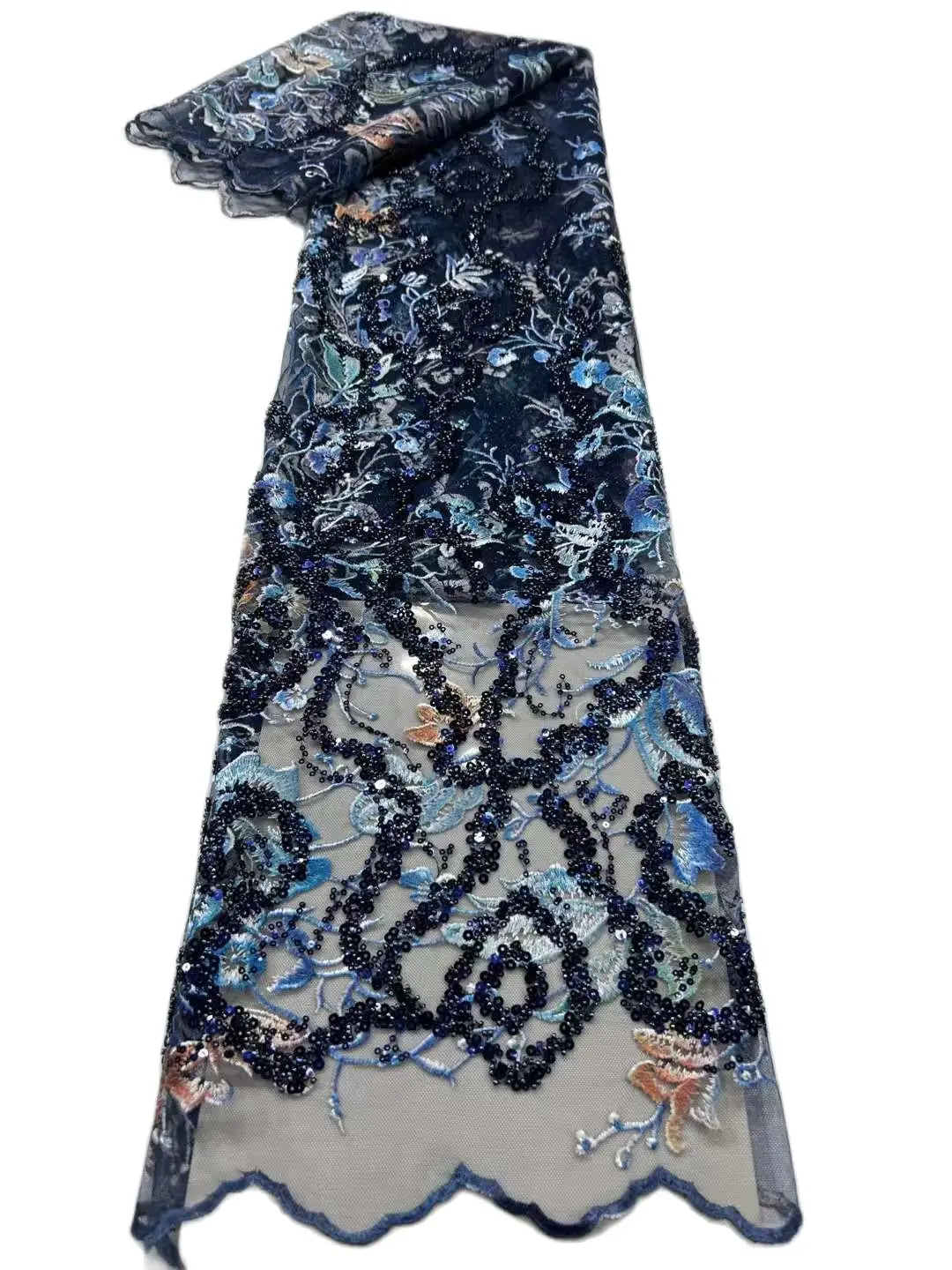 

Good Flowers New Arrival French Lace 18JRB-4804 Sequins Tulle Material for Bridal Women Fashion Show or Party Dress