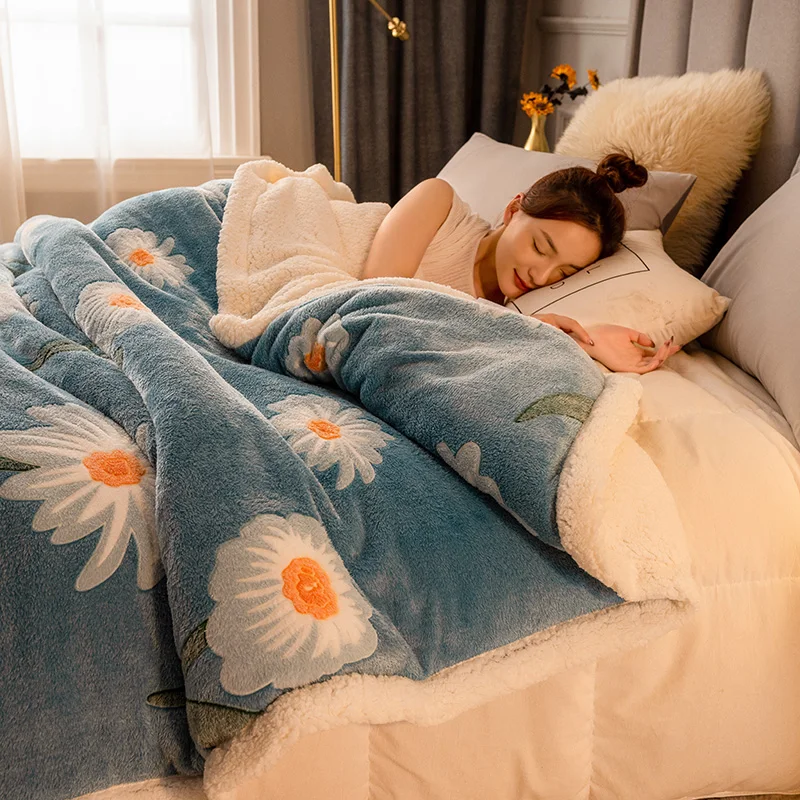 

Milk Velvet Warm Autumn Winter plush Blanket Duvet Cover Dual Use Lambswool Comforter Quilt Cover Fluffy Blankets with Zipper