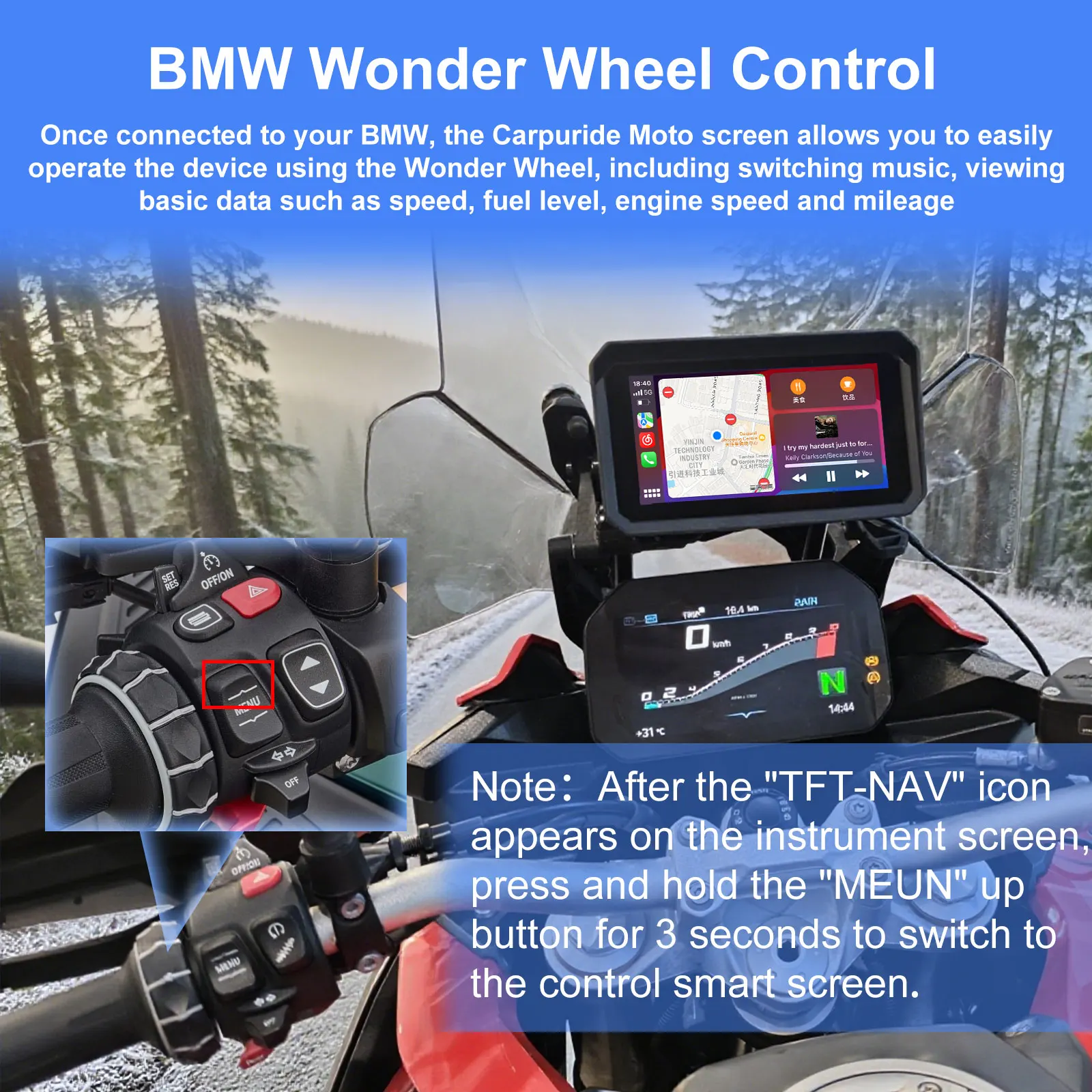 Фото Специально для BMW R1200GS R1250GS R1300GS F800 F850 F900 S1000XR Wireless CarPlay Moto Android Auto GPS Мотоциклетная навигация №3