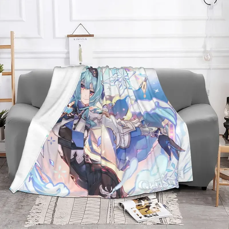 Официальное художественное одеяло Genshin blow Eula на день рождения флисовое