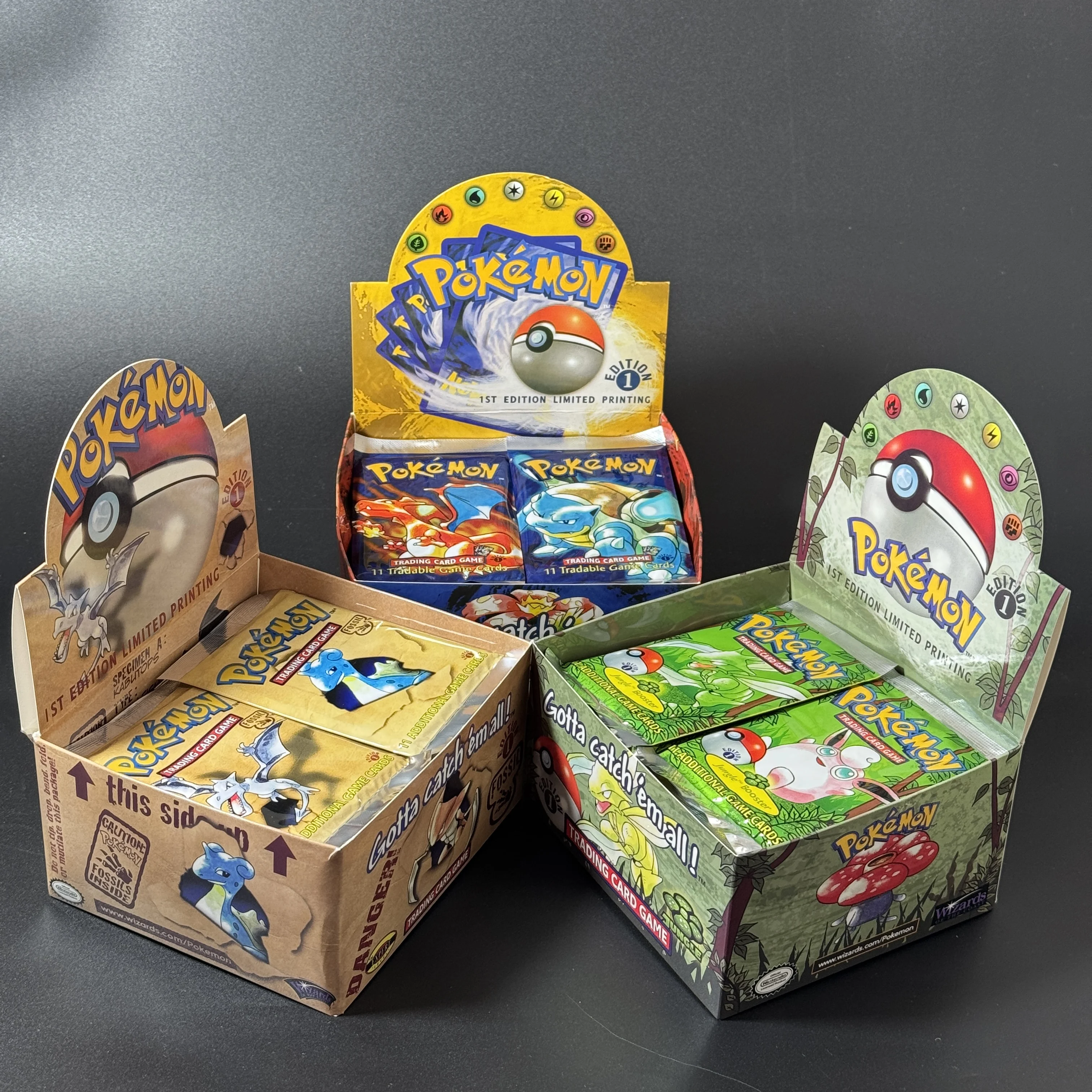 Фото PKM Proxy Game PTCG Cards rare Booster Packs Base Fossil Jungle 9 одиночных пакетов 1 упаковка 11 карт и бустер 3 коробки 1 коробка 36 упаковок игрушек №2