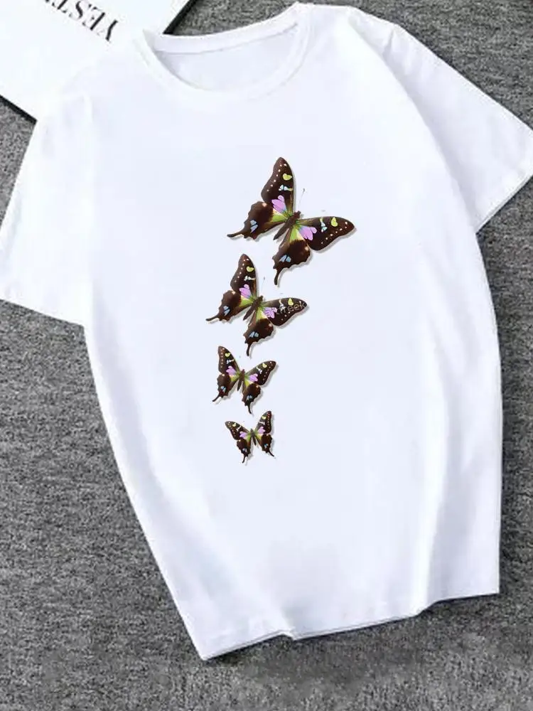 

Clothes Summer Ladies Print T Fashion Women's Clothing Butterfly Sweet Trend Cute Love Short Sleeve Graphic Tee Female T-shirts