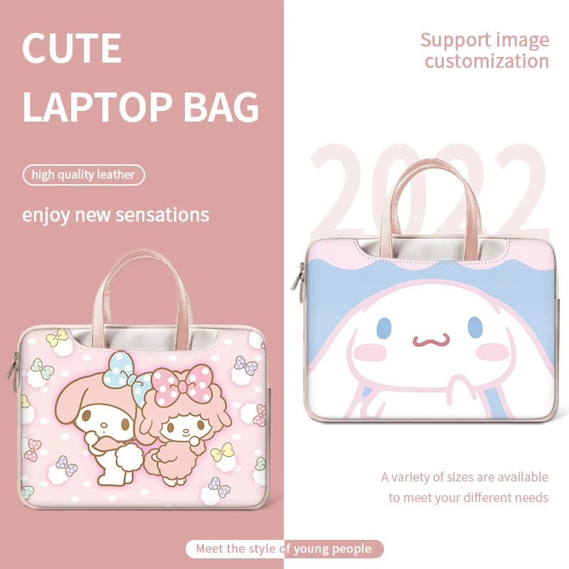 Laptop Bag Laptop Sleeve Case Pink Handle Cute Handbag PU Shockproof Carrying Bag 12 13 14 15 17 inch For Macbook/Dell/HP/Asus
