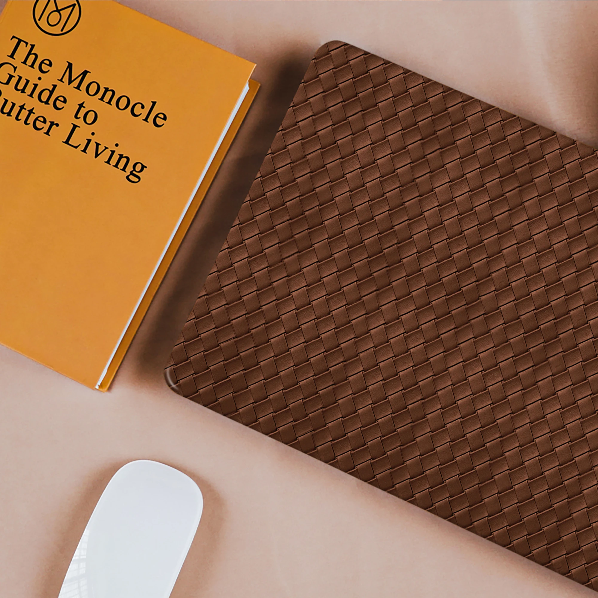 

Cut Out Logo Luxury Leather Brown Woven Case for Macbook Air 13 A2337 2020 M1 Chip Pro 14 15 A2442 A2289 Mac Book Pro 16 A2141