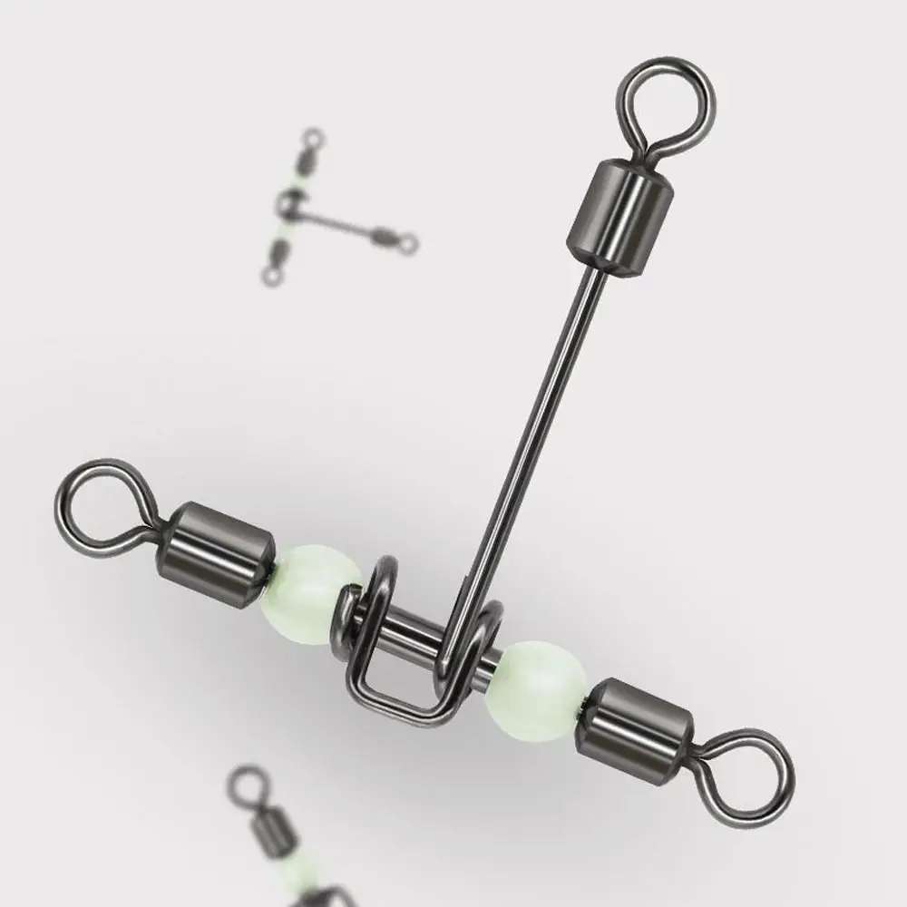 

Pearl Beads T-shape Cross-Line Fishing Connector Fishing Swivel 3 Ways Connector Swivels Solid Connector Rolling Swivel