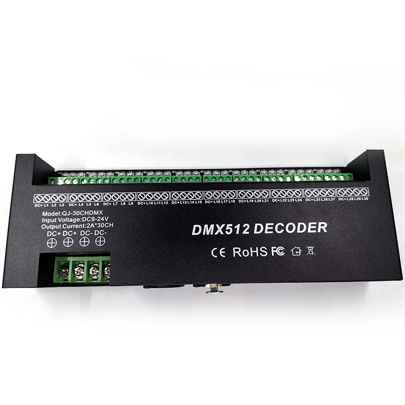 Фото 30-канальный декодер RGB DMX512, контроллер светодиодной ленты, 60 А, диммер DMX, ШИМ-драйвер, вход постоянного тока 9-24 В, 30-канальный декодер DMX, управление освещением №4