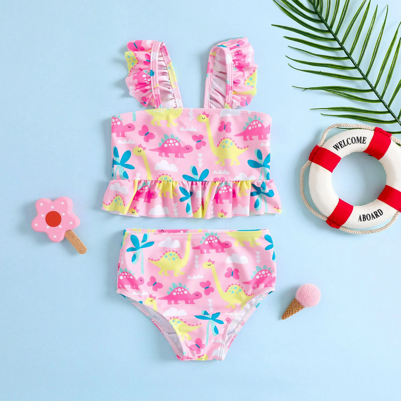 

Children's Summer Fashion Split Swimsuit Set Girls Cartoon Animal Print Bikini Swimwear for Girls