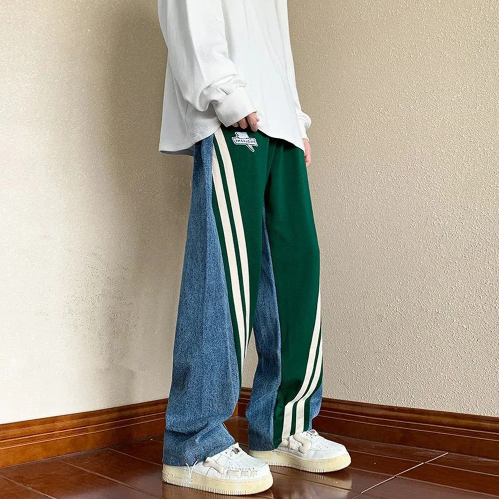 Men's Y2K Jeans Streetwear Tracksuits Drawstring Casual Pants Hip Hop Straight Denim Pants Unisex Tide Brand Fashion Trousers