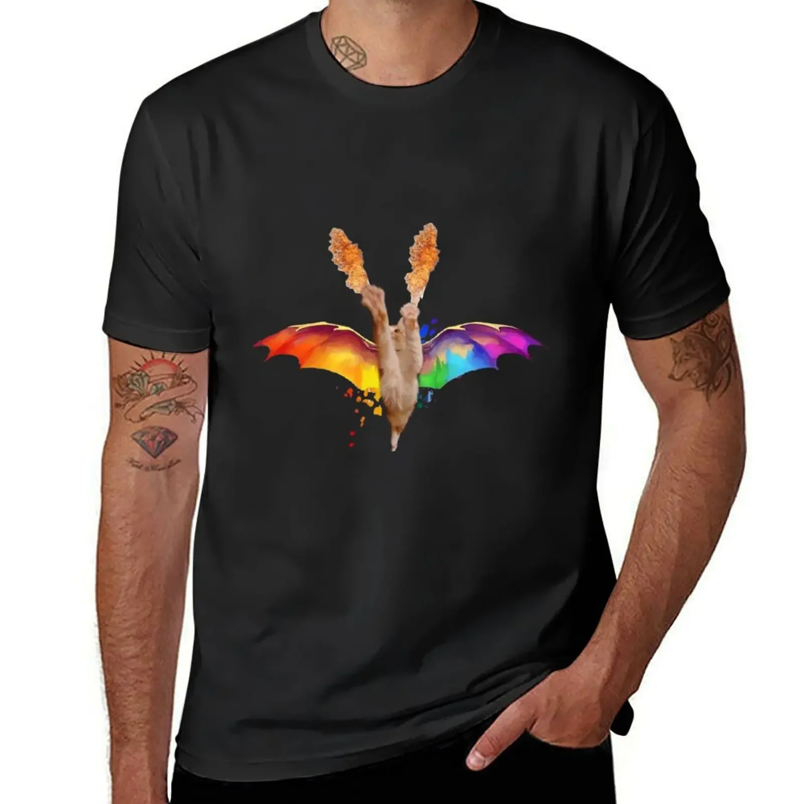 Rainbow Dragon Gonzo Cat T-Shirt cheap stuff boys whites Blouse clothes for men