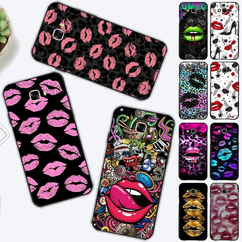 Сексуальный розовый чехол для телефона с леопардовым принтом губ Samsung J 7 plus 7core J7