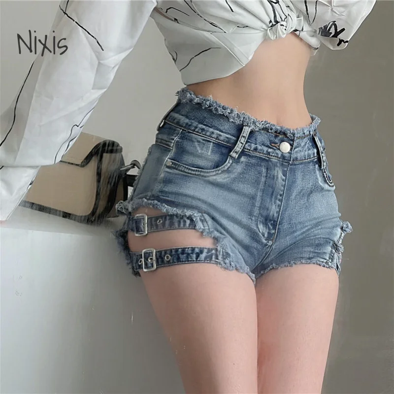 Summer Sexy Skinny Denim Short Women Elastic High Waist Hole Jeans Shorts  Panty Nightclub Fashions Hot Pants Female Clothes