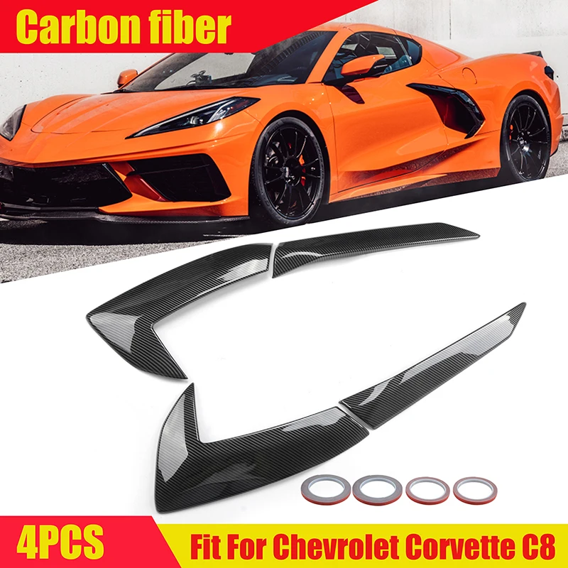 Rhyming Auto Körper Air Vent Carbon Fibre Trim Aufkleber Lufteinlass Deflektor Fit Für Chevrolet Corvette C8 2019-2021 auto Zubehör