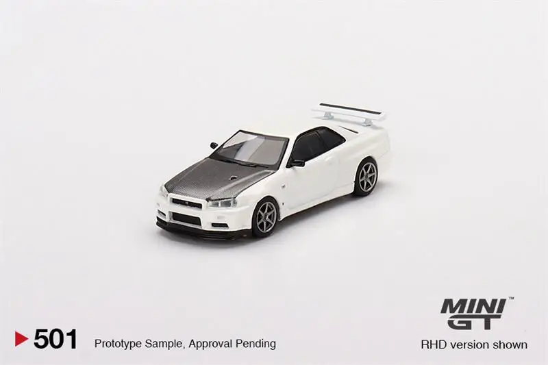 

Мини GT 1:64 Nissan Skyline GT-R R34 V-Spec II N1 белый RHD литая модель автомобиля