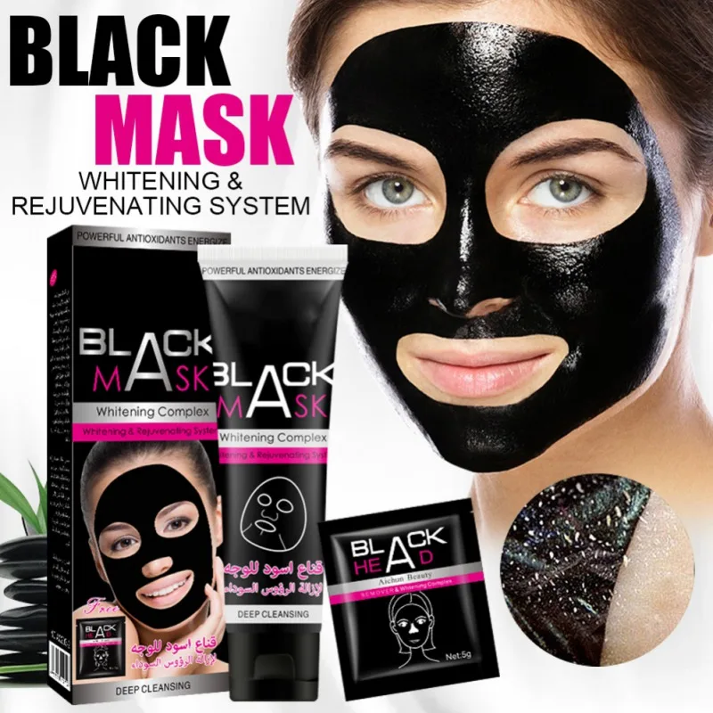 

120g Facial Dead Sea Mud Peel-off Mask + 5g Nose Strips Oil-control Cleansing Pores Shrink Remove Blackheads Pimples Whitening