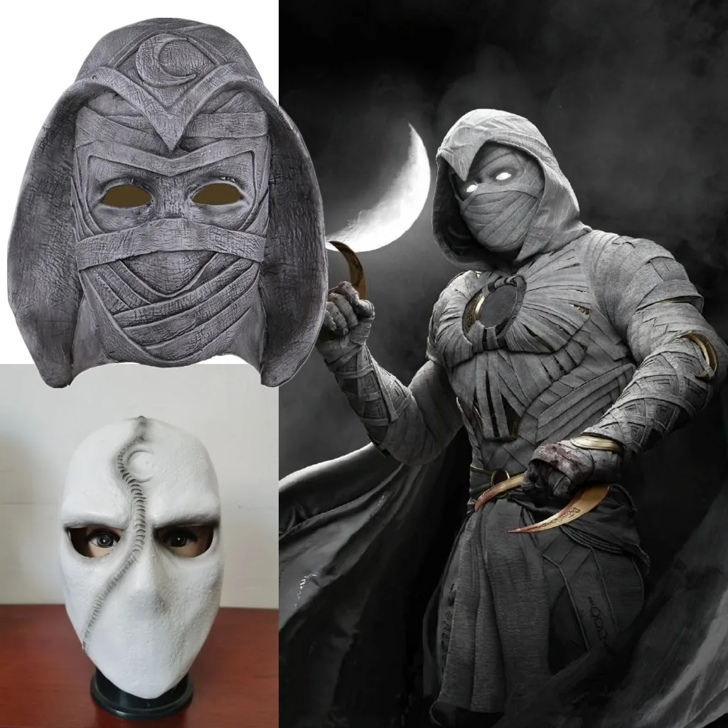 

Superhero Moon Knight Marc Spector Cosplay Mask Costume Latex Helmet Halloween Party Carnival Props