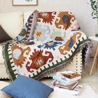 bohemian sofa towel cover blanket home decoration dust cover tassel braided line sofa cover cotton geometric tapestry national