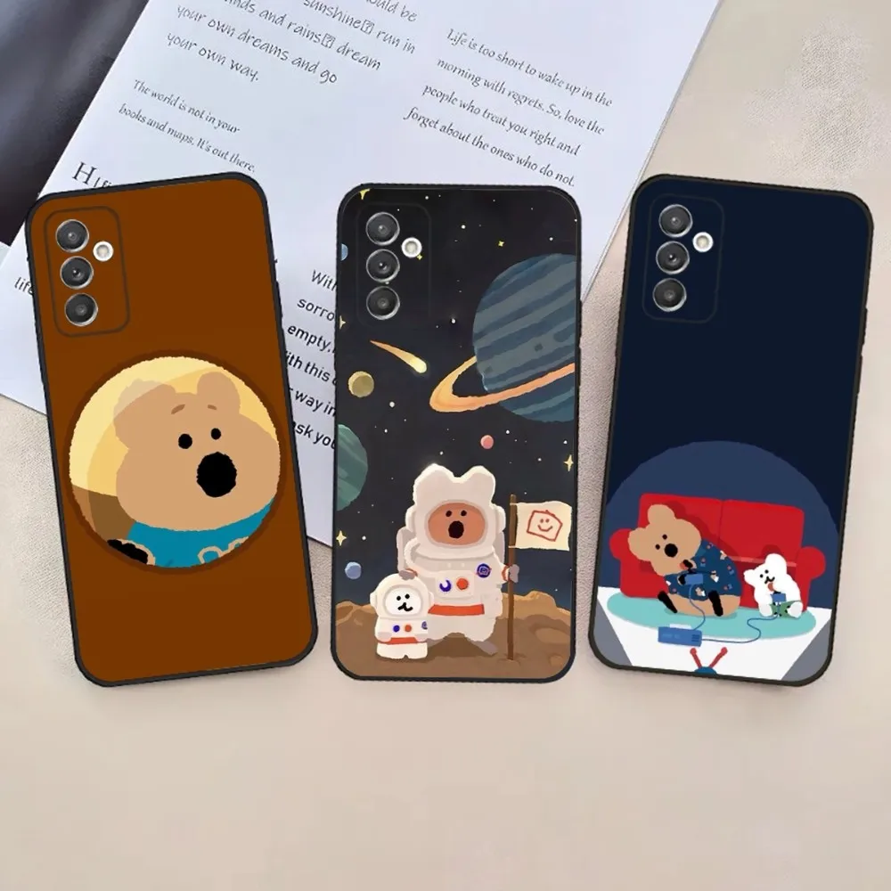 Милый чехол для телефона Dinotaeng Korea Koala Samsung S24 23 22 30 21 10 9 Ultra Plus Lite FE 5G черный мягкий