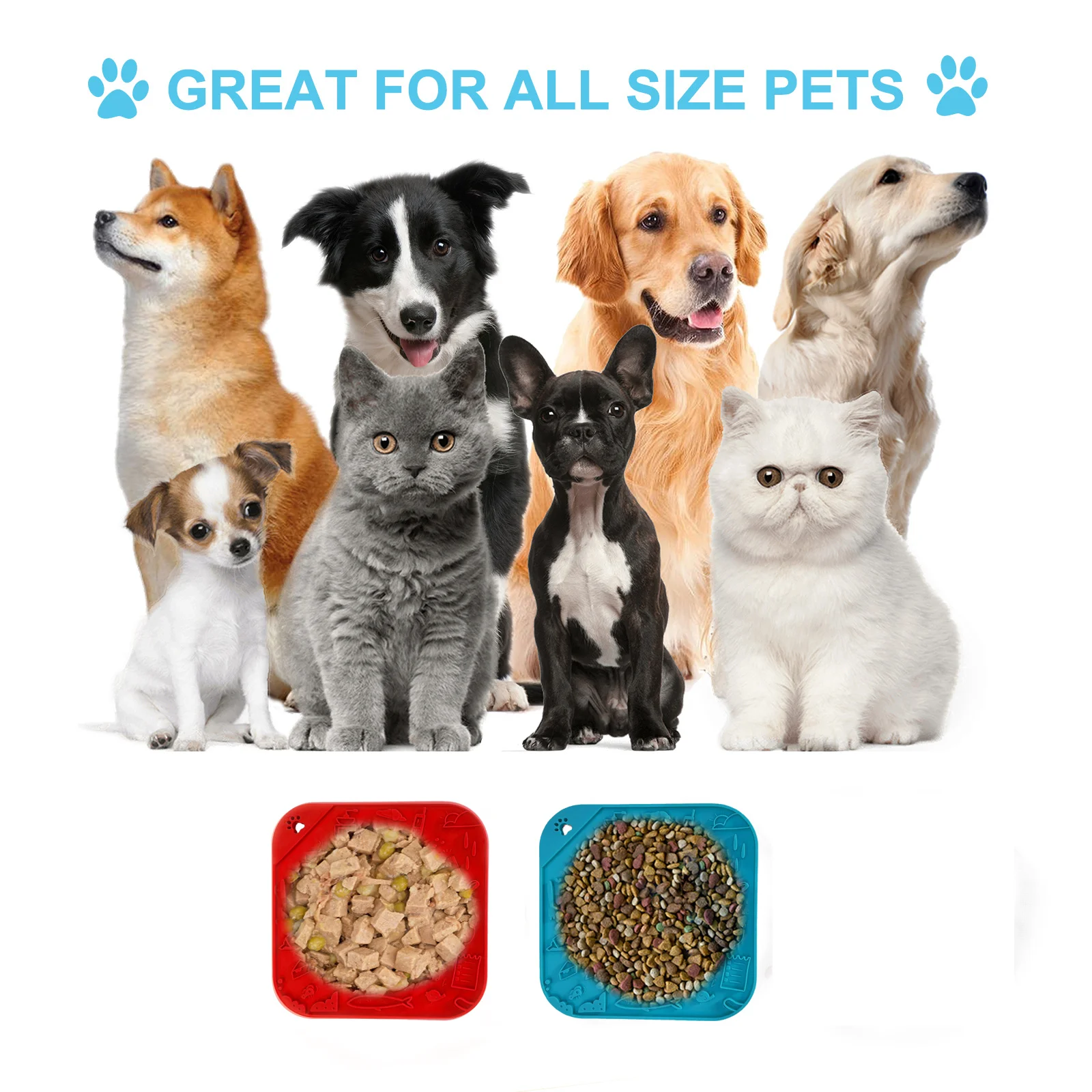 Silicone Pet Lick Pad Dog Cat Licking Mat with Suction Slow Feeder Bathing Grooming Distraction Food Feeding Dispenser Supplies