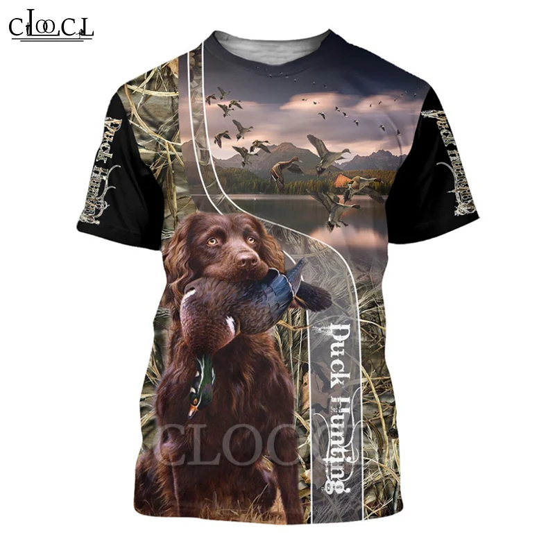 

CLOOCL Men T-shirt Beautiful Labrador Hunting Duck 3D Pattern Print Women Shirt Unisex Short Sleeve Fashion Streetwear Male Tops