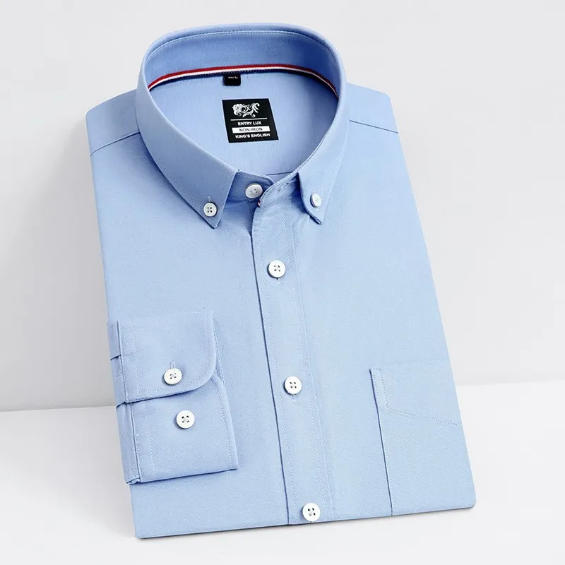 

High Quality 100% Cotton Men Oxford Shirt Linen Plaid Stripe Casual Shirts For Men Spring Autumn Long Sleeve Regular