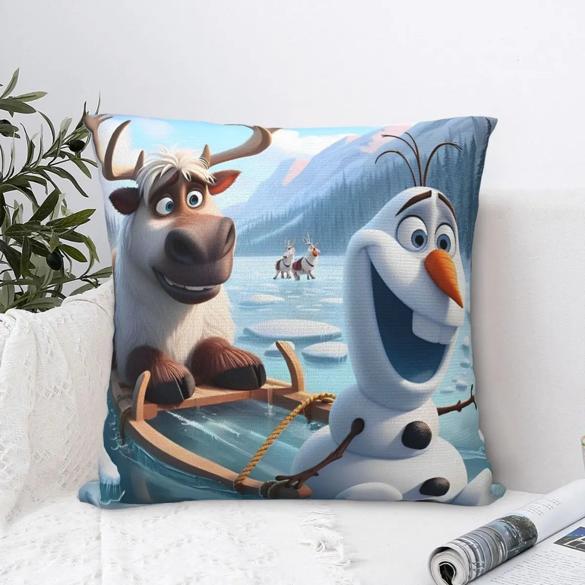Квадратные наволочки Frozen Olaf Reindeer Sven милый мультяшный фэнтезийный чехол для