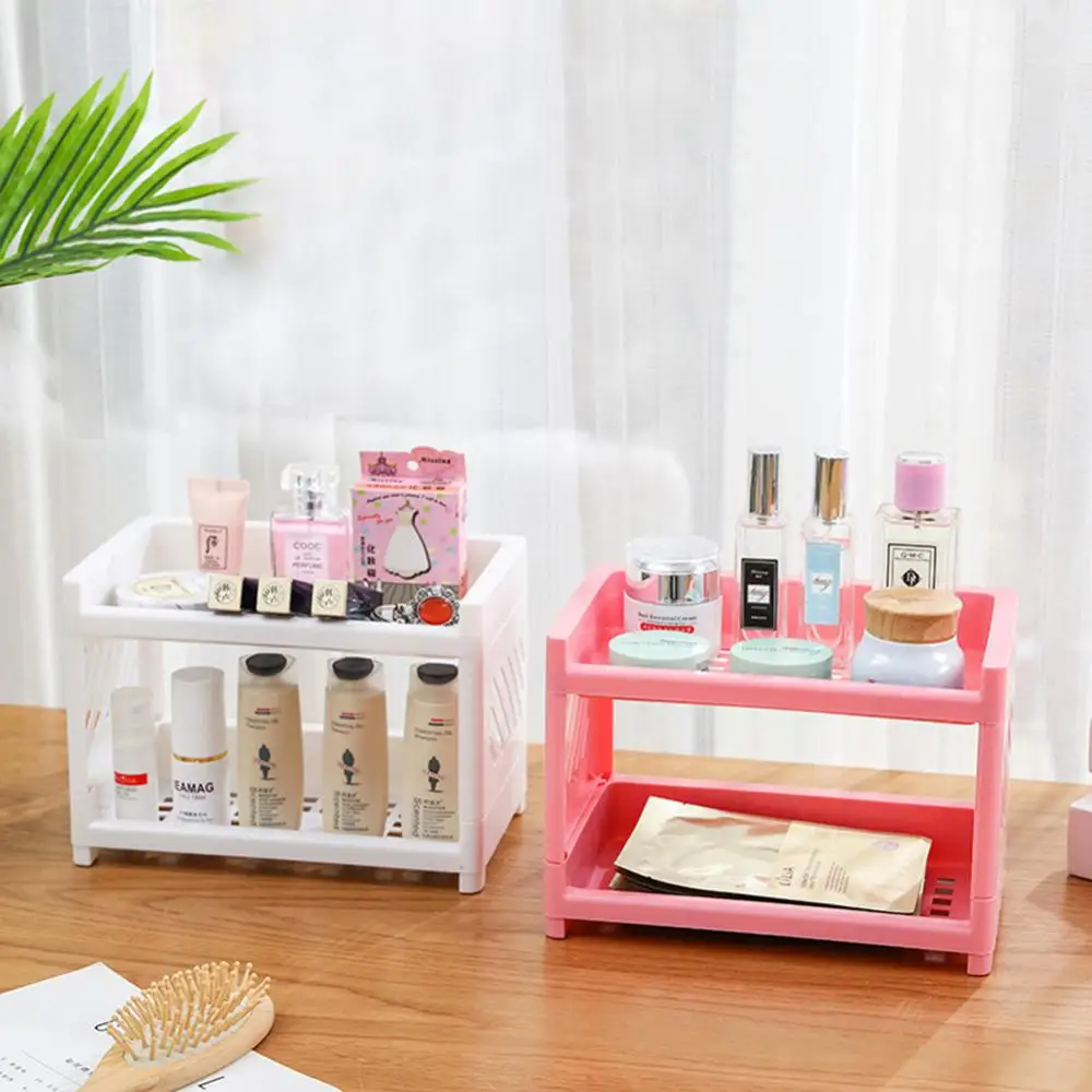

Kitchen Bathroom Accessories Stationery Storage Organizer Plastic Stationery Organizer Rack Multifunctional 2 Tier Shelf Desktop