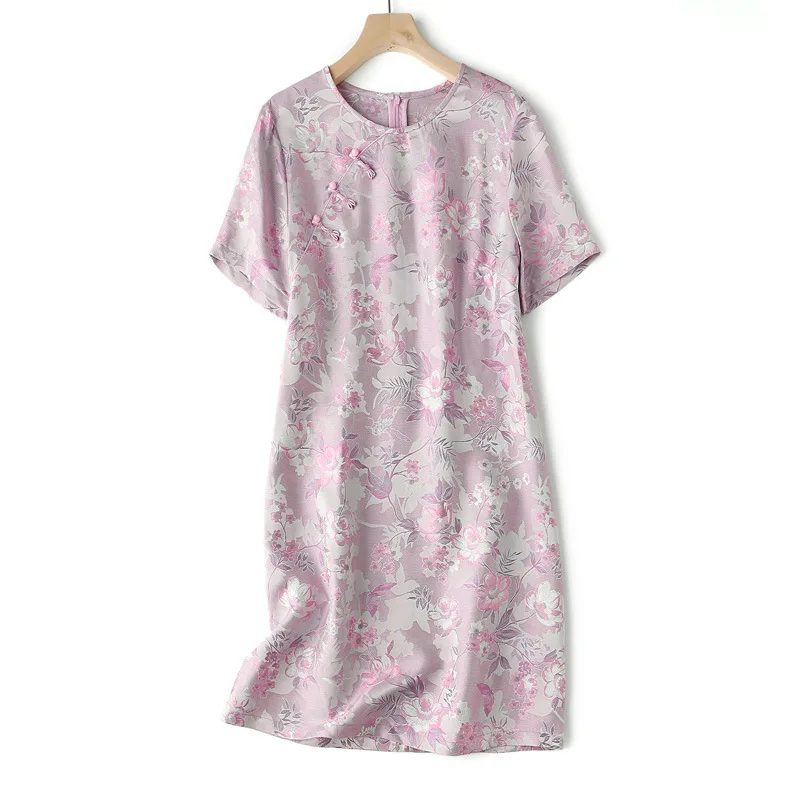 BirdTree 24 мм 50% шелковые элегантные платья женские жаккардовые с коротким рукавом