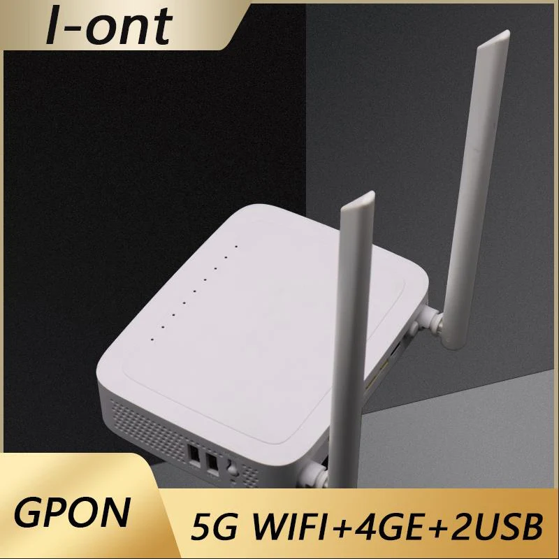 H3-2S GPON ONU 4GE +2USB Dual Band 2.4G&5G AC Wifi 5  Antenna  Fiber Modem ONT Second Hand Free Shipping