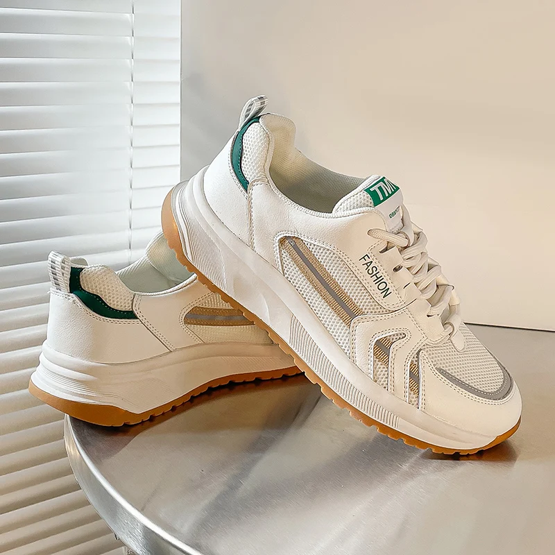 Leather Little White Shoe Woman With Breathable Net In The New Spring And Summer Season, Light Running Leather Women's Sneakers