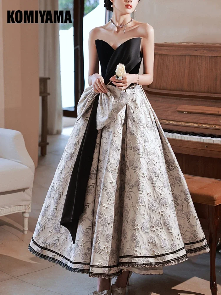 Французские элегантные платья с тонкой талией и принтом для свадебной вечеринки