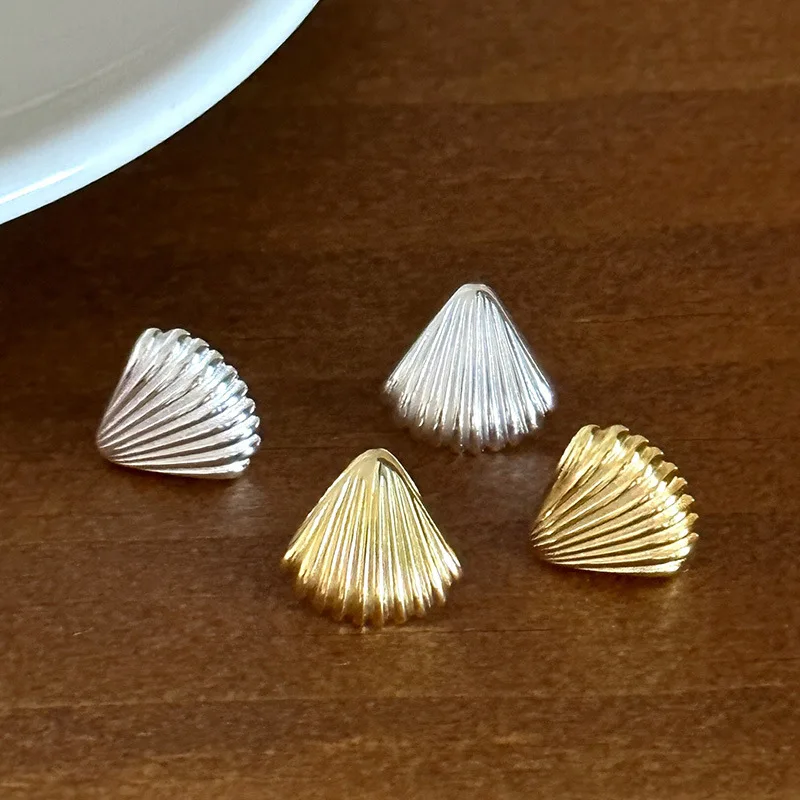 

Hot Sale Trendy Luxury Fashion Jewelry Vintage Chunky Gothic Special Silver Gold Plated Korean Shell Shape Women's Stud Earrings