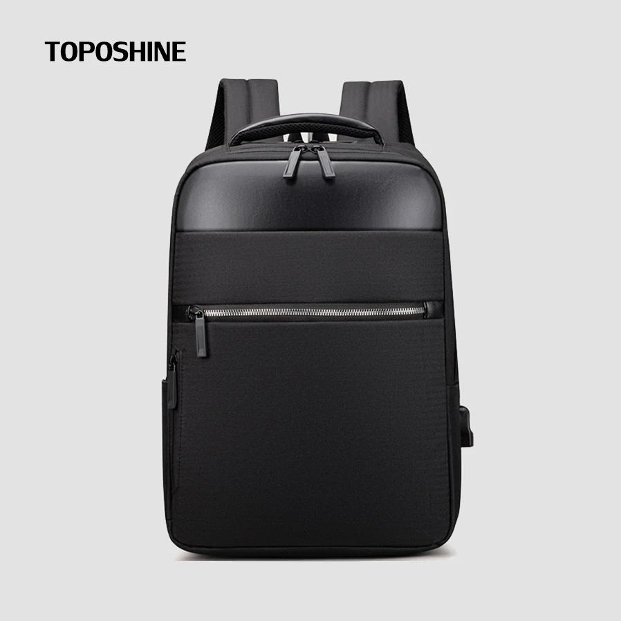 

Toposhine High Density Twill Oxford Men Backpack Breathable Back Panel Travel Backpack Charging USB 15.6 Inch Laptop Backpack