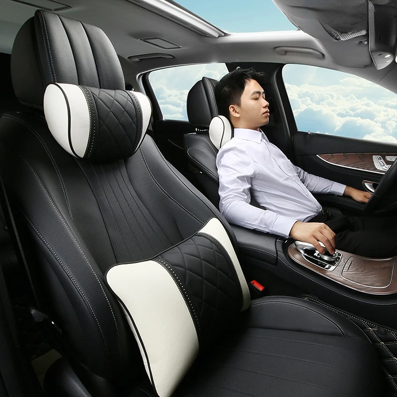 

NAPPA Leather Car Seat Rest Cushion Headrest Car Neck Pillows for Mercedes Benz Maybach S-Class Headrest Lumbar Pillow Support S