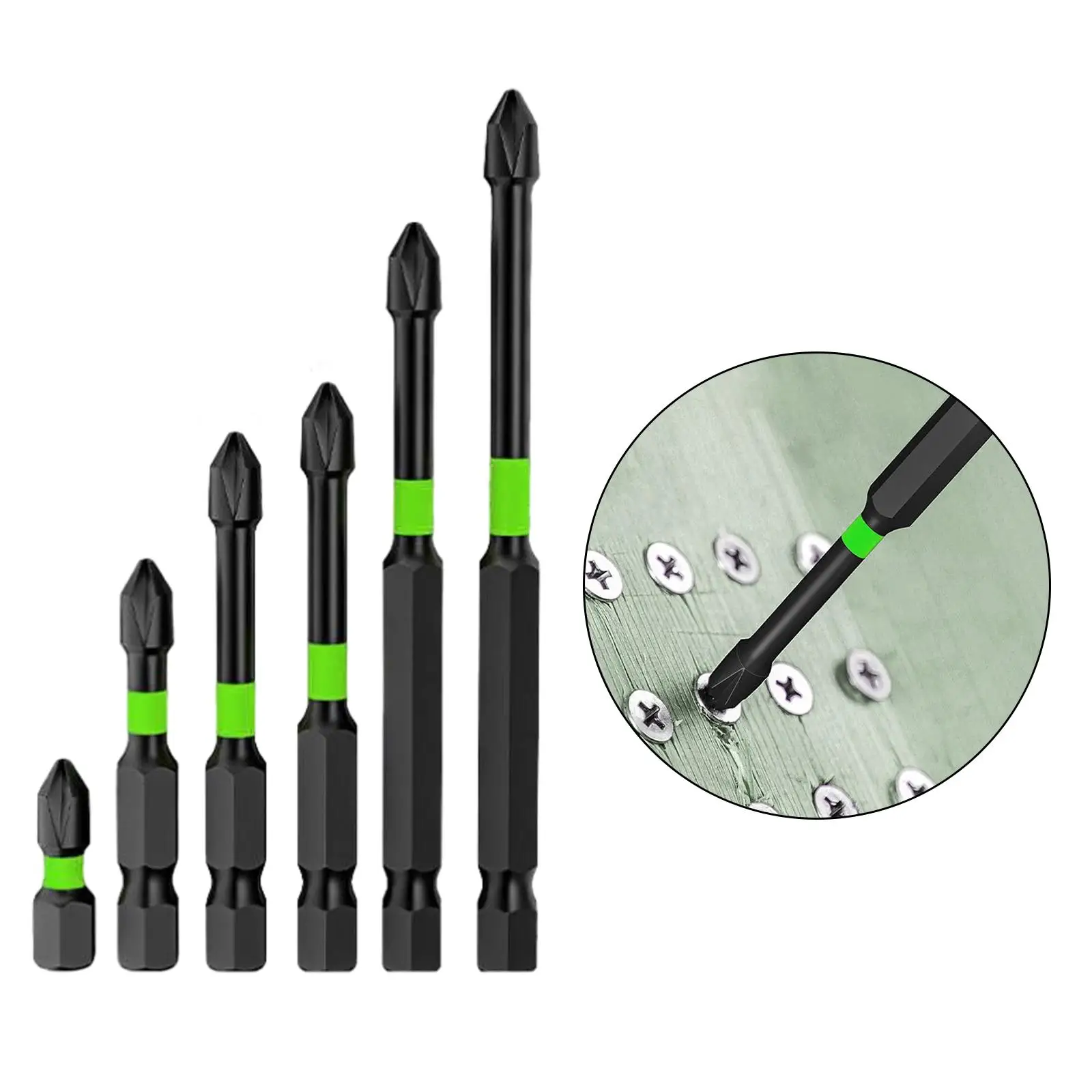 

6x Impact Cross Bits Screw Driver Bit Set Screwdriving Power Bits Electric Tool Accessories Impact Bit Set for DIY Project