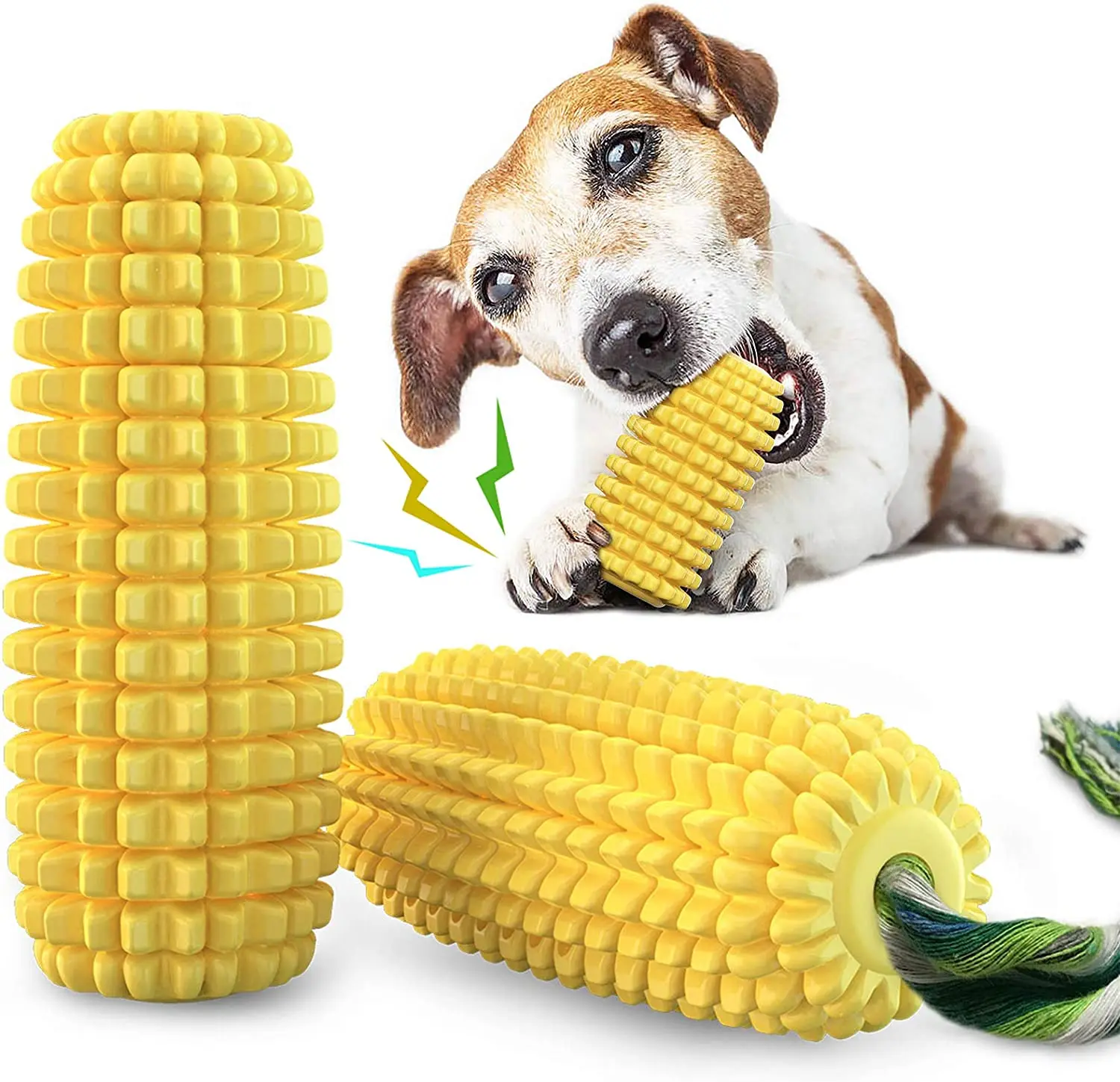 

Dog Chew Toys for Aggressive Chewers Indestructible Tough Durable Squeaky Interactive Dog Toys Puppy Teeth Chew Corn Stick Toy