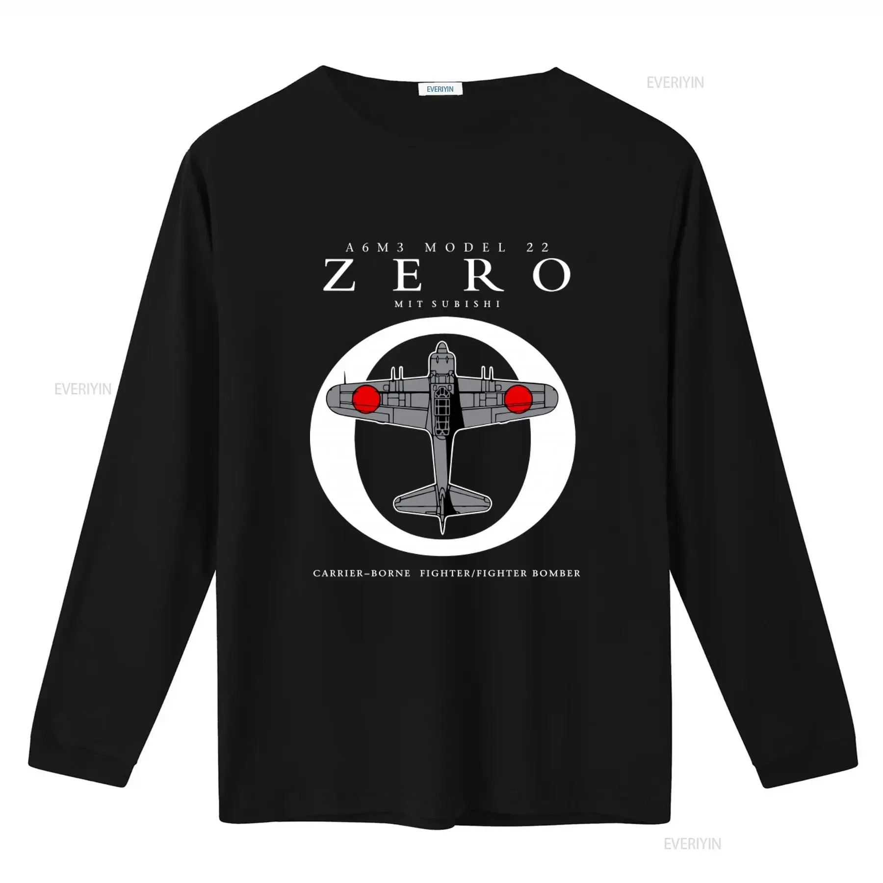 Фото Футболка с изображением японского истребителя Zero Mitsu Banzai Model 22, времен Второй мировой войны, модель A6M3, винтажная, с эффектом потертости, слегка повседневная, дышащая. №2