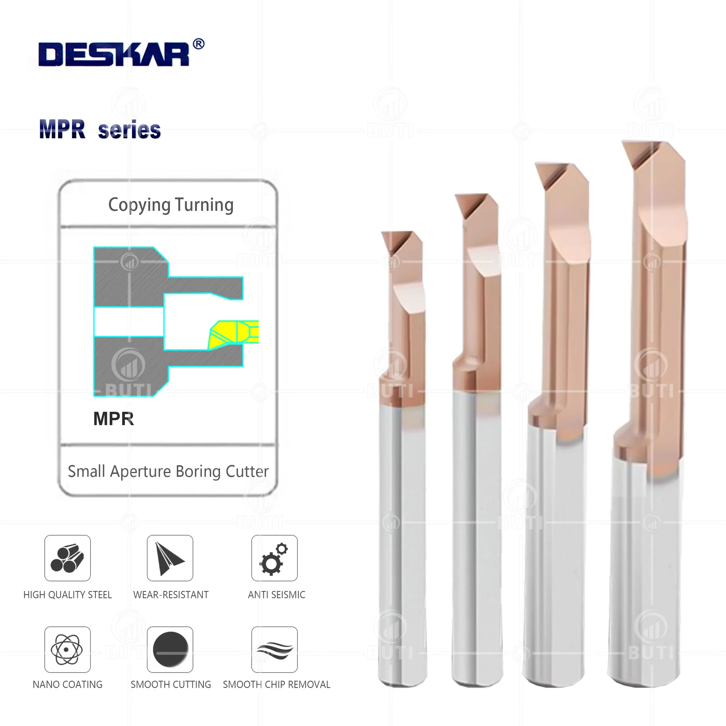 DESKAR 100% Original MPR Small Aperture Boring Tool MPR2 MPR4 MPR6 MPR8 MPR10 R0.1 R0.2 L15 L22 Tungsten Steel Inner Groove