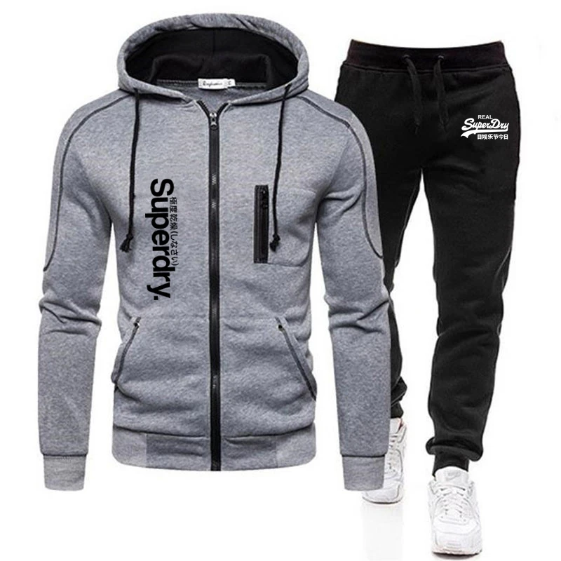 

2023 Winter Fleece Warm Men Zipper Hoodies Sweatshirt+Sweatpants Suit New Men's Zip Up Hoodie Set Tracksuit Hooded Outwear M-3XL