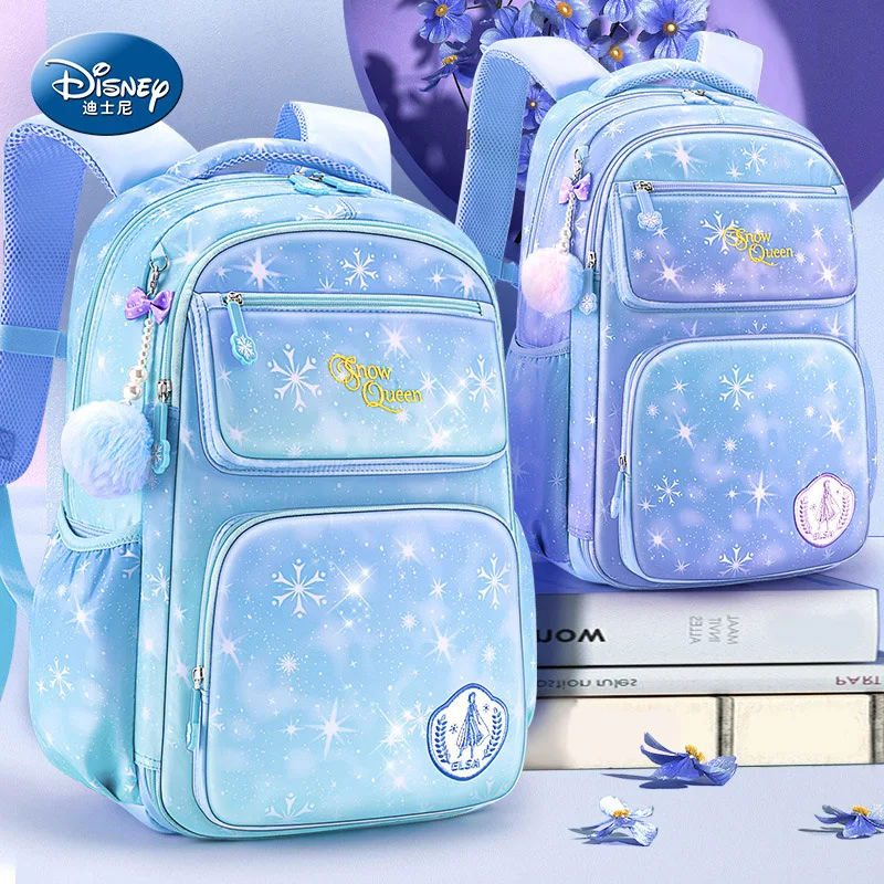 Детская школьная сумка Disney для начальной школы, Легкий милый детский рюкзак с голубым мультяшным рисунком принцессы «Холодное сердце» для ...