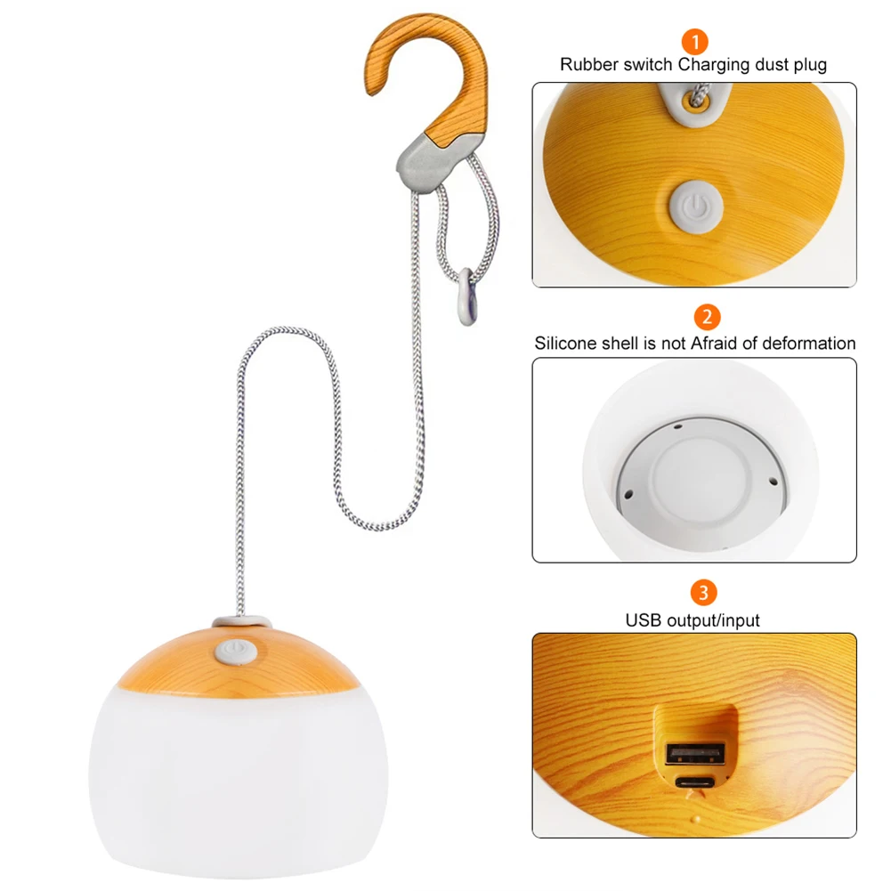 

Светодиодный Ночной светильник с крючком Haning, 5200 мАч, Type-C, зарядка IPX4, водонепроницаемый светильник для кемпинга, фонари, аварийный внешний ...