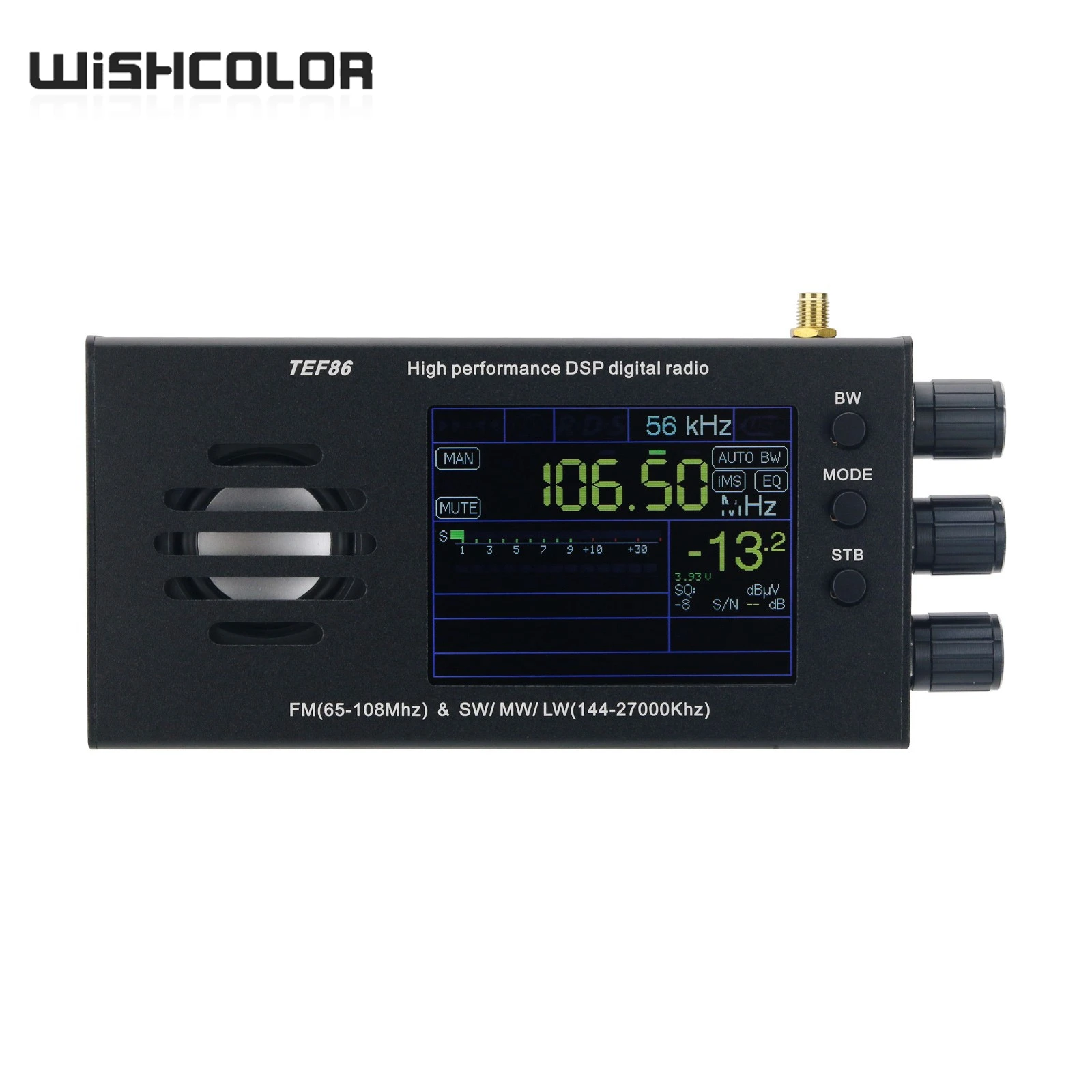 Цифровое радио Wishcolor TEF86 DSP 65-108 МГц FM и 144-27000 кГц SW/MW/LW с 3 2-дюймовым ЖК-дисплеем