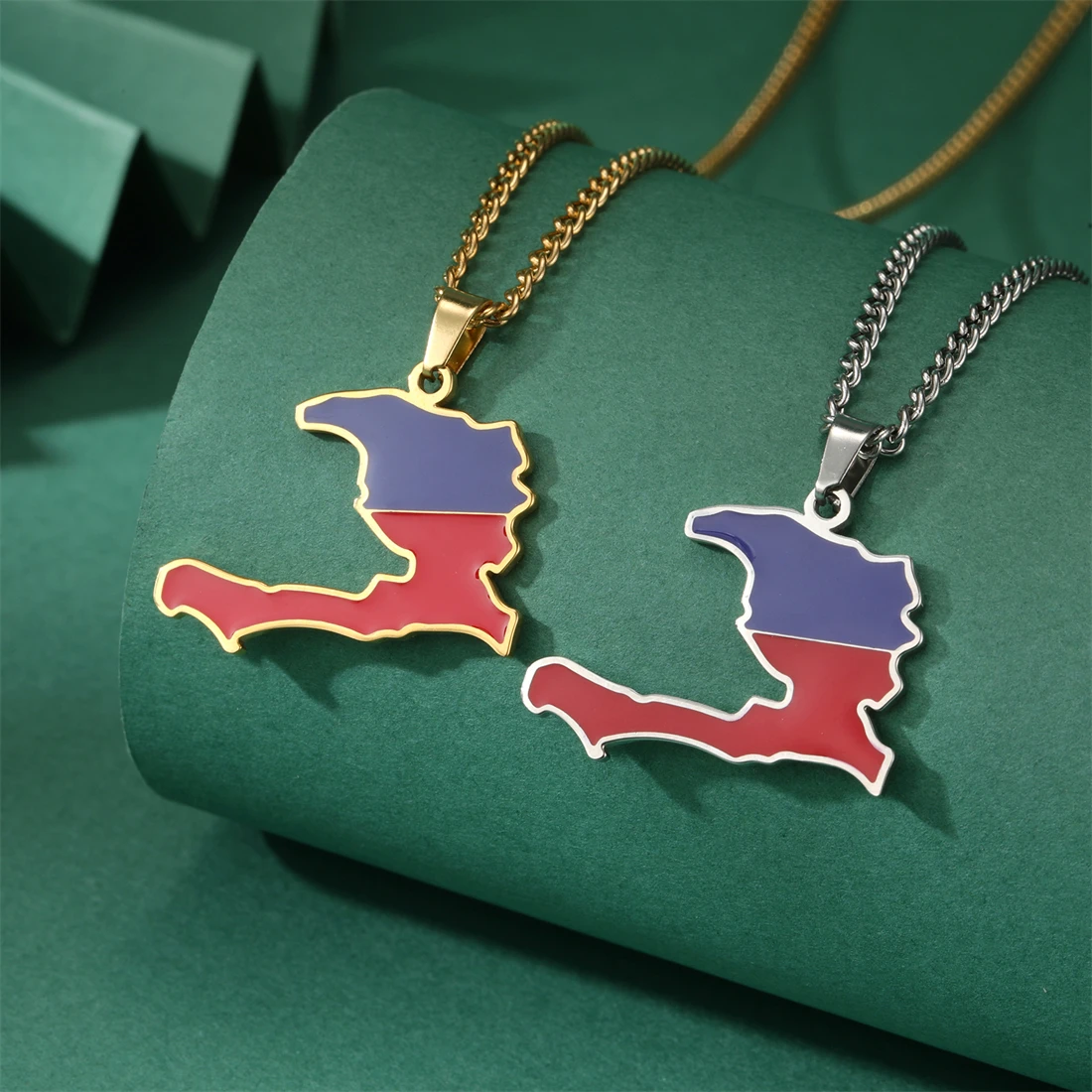Ожерелье EUEAVAN из нержавеющей стали с флагом карты Гаити для женщин и мужчин