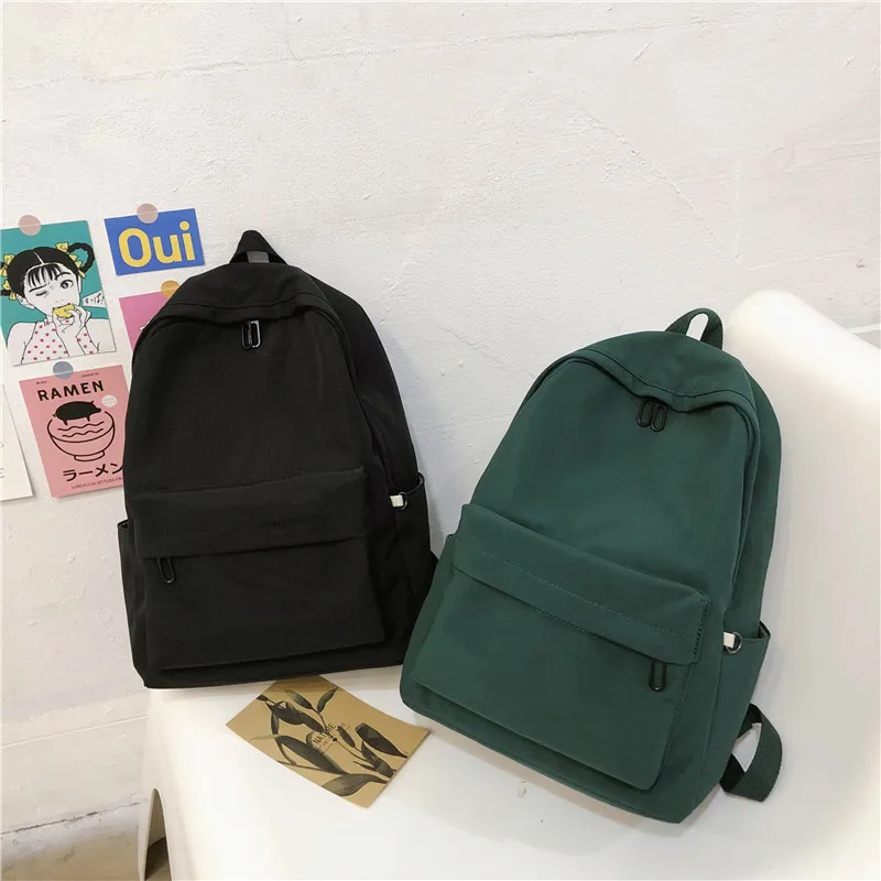 

Students Schoolbag Female Junior High School All-match Solid Color Campus Backpack Simple Design Casual Large Capacity Bags