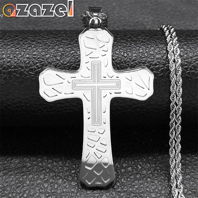 

Men's Cross Chain Necklace Stainless Steel Silver Color Christian Pendant Necklaces Jewelry Boyfriend Gift collar hombre N6259