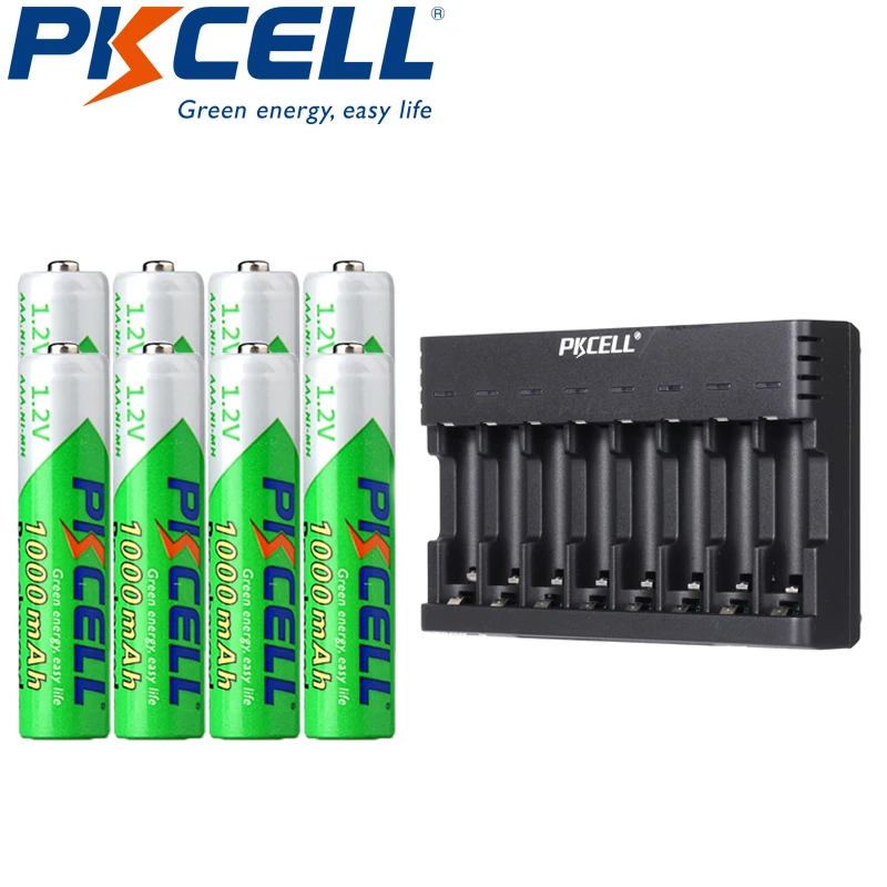 

8 шт., аккумуляторные батарейки PKCELL, 1,2 в, 1000 мАч